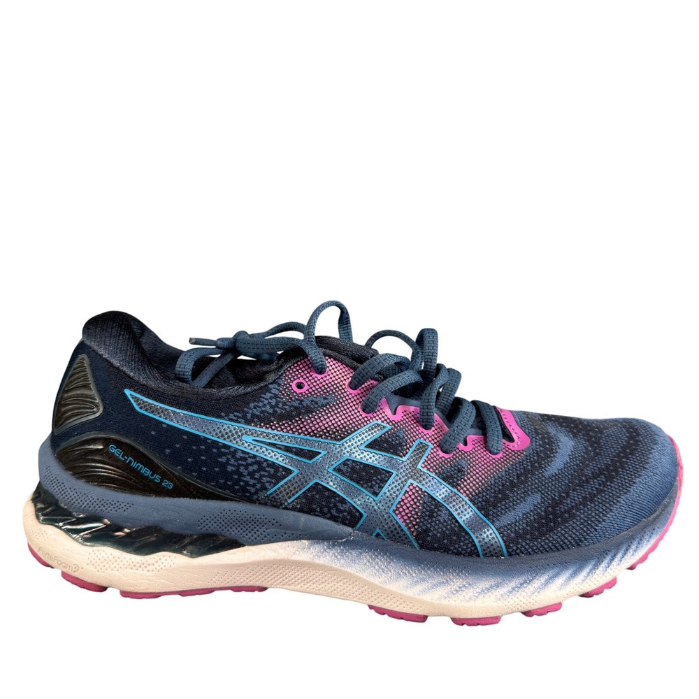 ASICS Gel-Nimbus 23 Navy Pink Blue Running Shoes Sneakers Women 9.5